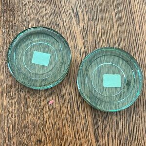 Pier 1 Glass Vase Pedestal, Candle Stand, about 8” diameter 1” tall - set of 2